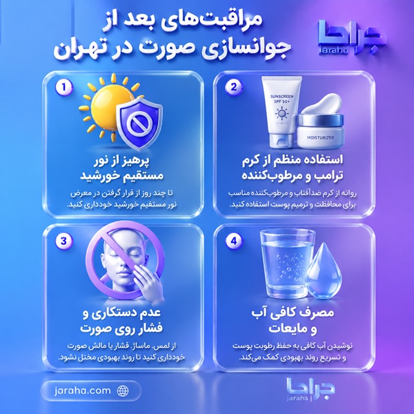 مراقبت های بعد از جوانسازی صورت در تهران