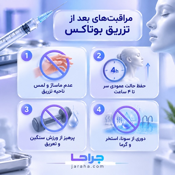 مراقبت های بعد از تزریق بوتاکس